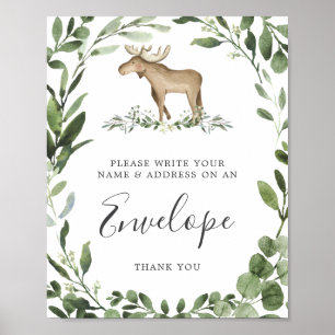 Lumberjack Moose Baby Shower Adress Kuvert-tecken Poster