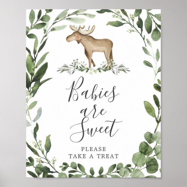 Lumberjack Moose Baby Shower Spädbarn är ett svalt Poster (Framsidan)
