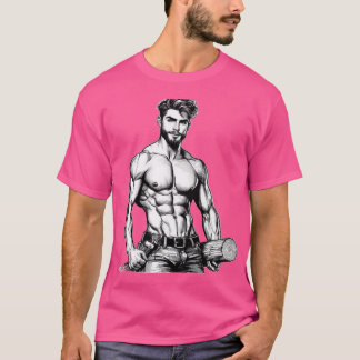Lumberjack Muskelkraft HBTQ Gay Pride Färgrik Desi T Shirt