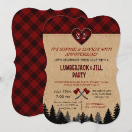 LumberJack och Jill Bröllop 40-årsjubileum Inbjudningar