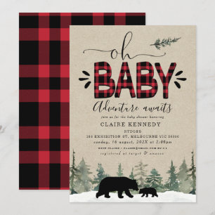 Lumberjack Oh Baby Flanals Baby Shower-inbjudan Inbjudningar