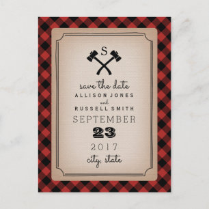 Lumberjack-pålägg Monogram Ax Spara datum Meddelande Vykort