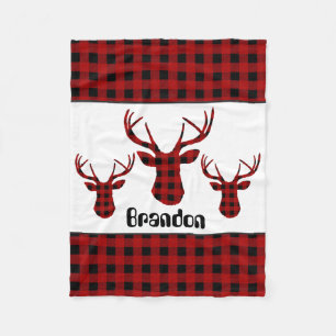 Lumberjack plaid add namn pojke blabket fleecefilt
