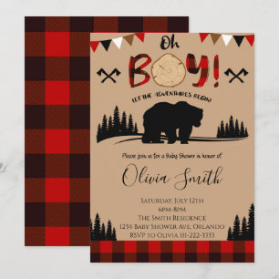 Lumberjack Play Baby Shower Boy Inbjudan