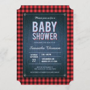 Lumberjack Play och Jean Baby Shower bjudning Inbjudningar