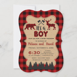 Lumberjack Red Buffalo Little Hunter Baby Shower Inbjudningar