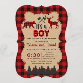 Lumberjack Red Buffalo Little Hunter Baby Shower Inbjudningar