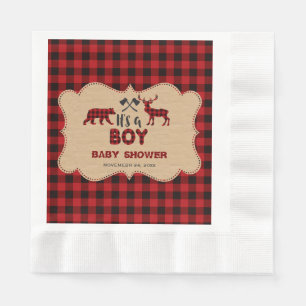 Lumberjack Red Buffalo Little Hunter Baby Shower Pappersservett