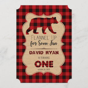 Lumberjack Red Buffalo Play Birthday ONE Inbjudan