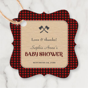 Lumberjack Red Buffalo Vild Hunter Baby Shower Gåvor Etiketter
