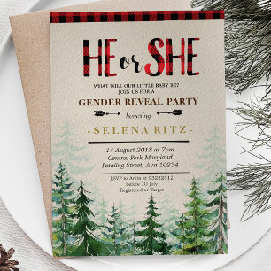 Lumberjack Red Play Gender Reveal Inbjudan