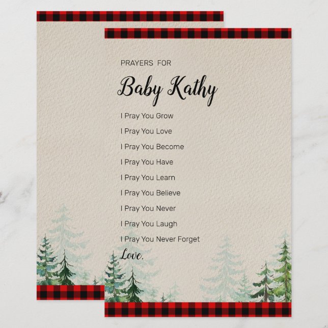 Lumberjack Red Play Prayers för Baby (Fram/baksida)