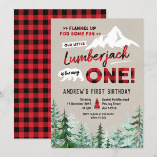Lumberjack ringer en födelsedagsinbjudan inbjudningar