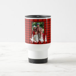 Lumberjack röd plaid mönster med familjefoto resemugg