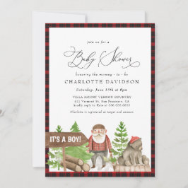 Lumberjack Rustic Bear Woodland Boy Shower Inbjudningar