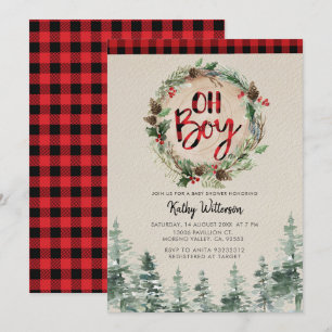 Lumberjack Rustic Boy Baby Shower Inbjudningar