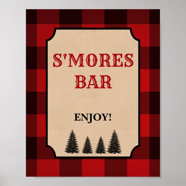 Lumberjack S'mores Pub Party Sign Red Play Poster (Framsidan)