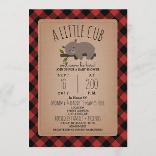 Lumberjack Sömnig Bear Unge Baby Shower Inbjudningar