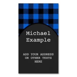 Lumberjack Stil - blå väv + dina idéer Magnetiska Visitkort