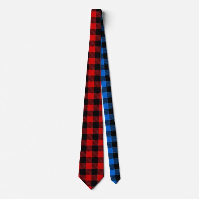 Lumberjack Stil - röd och blå väv + dina idéer Slips (Framsida)