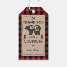 Lumberjack tack märkre Bear Red Paid Birthday Presentetikett