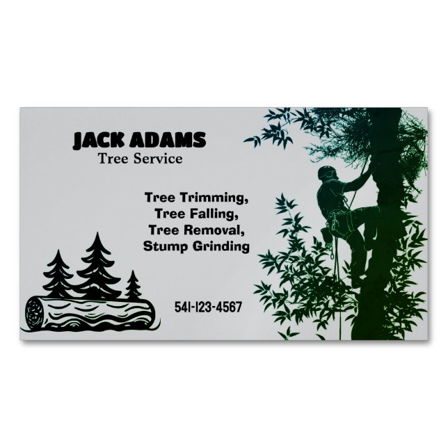 Lumberjack Tree Service Magnetic Business Card Magnetiska Visitkort (Framsida)