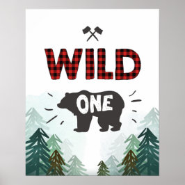 Lumberjack Vild ett Forest Träd Vild ett tecken Poster
