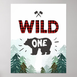 Lumberjack Vild ett Forest Träd Vild ett tecken Poster