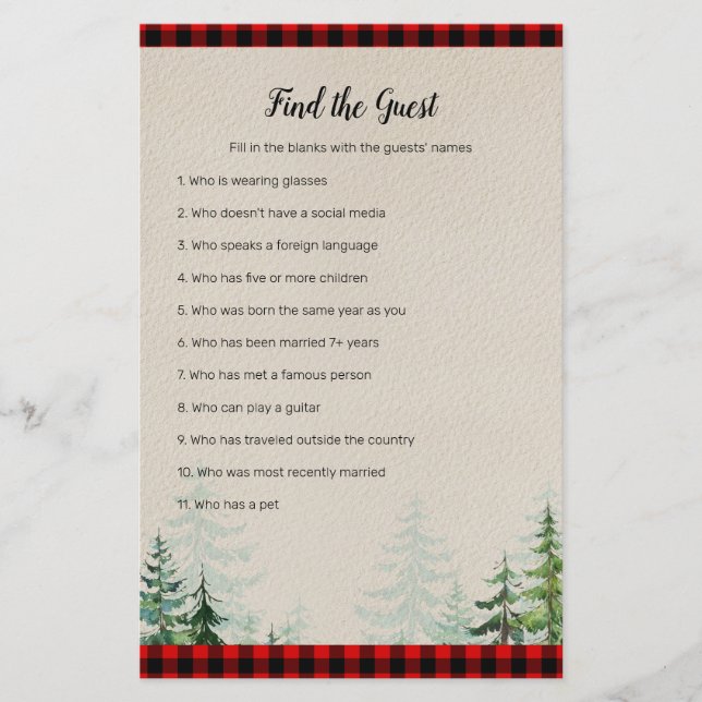 Lumberjack Watercolor Hitta gästspelet (Framsida)