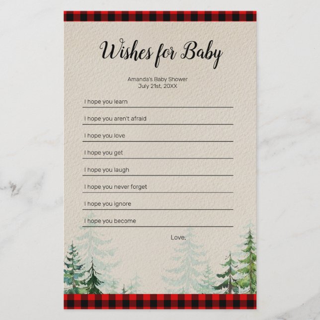 Lumberjack Watercolor Önskemål för Baby Game (Framsida)