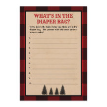 Lumberjack What's in the Diaper Bag Shower Game