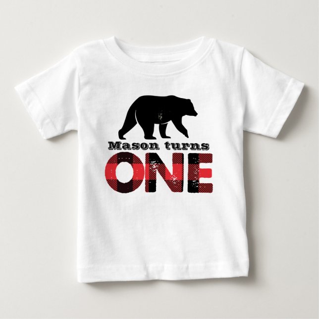 Lumberjack Wilderness Boys First Birthday Shirt Tee Shirt (Framsida)