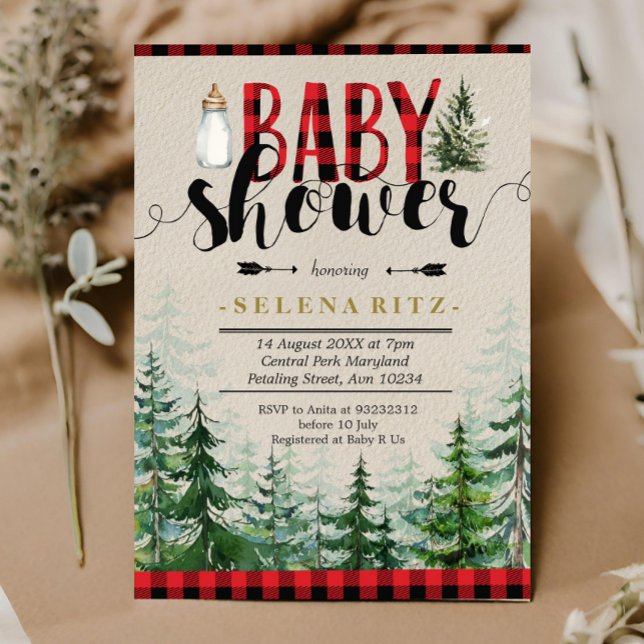 Lumberjack Winter Forest Red Play Baby Shower Inbjudningar (Skapare uppladdad)