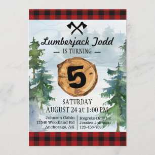 Lumberjack Wood Stump Forest Wilderness Birthday Inbjudningar