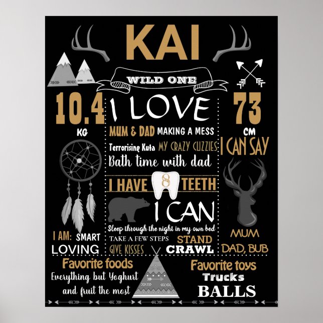 Lumberjack Woodland antlers elk moose Birthday Poster (Framsidan)