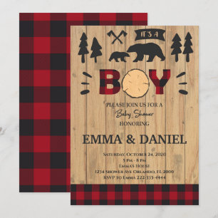Lumberjack Woodland Baby Shower Boy-inbjudan Inbjudningar