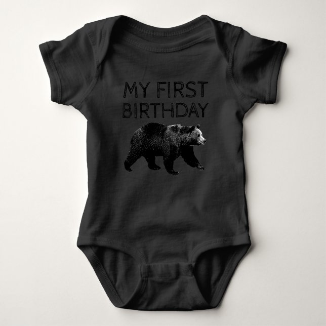 Lumberjack Woodland Bear First Birthday Shirts Tee Shirt (Framsida)