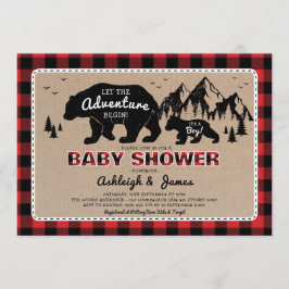 Lumberjack Woodland Bear Play Baby Shower Inbjudningar