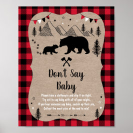 Lumberjack Woodland Bear Säg inte Baby Game Poster