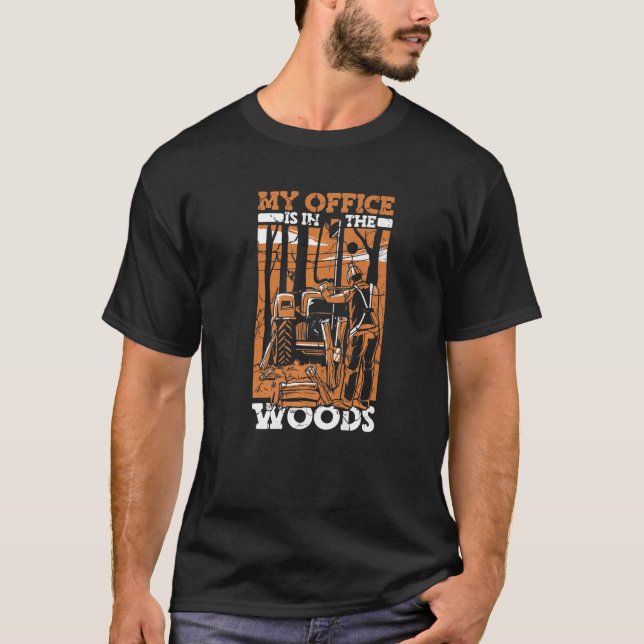 Lumberjack Woodworkers Ax Chainszawa T Shirt (Framsida)
