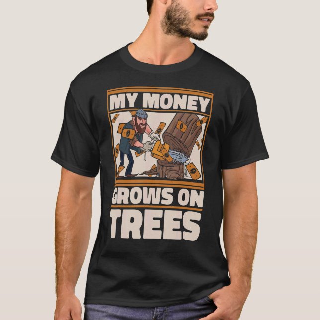 Lumberjack Woodworkers Ax Chainszawa T Shirt (Framsida)