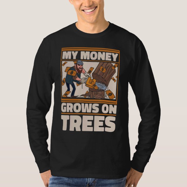 Lumberjack Woodworkers Ax Chainszawa T Shirt (Framsida)