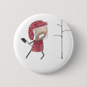 Lumberjacken hugger av träd knapp
