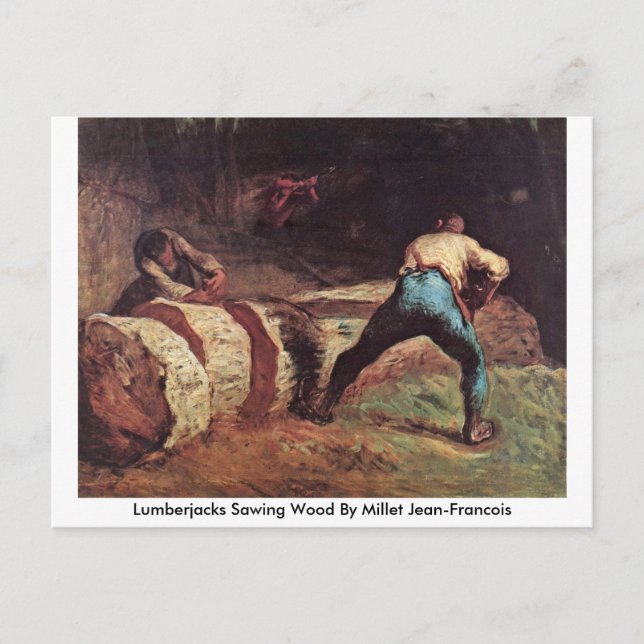 Lumberjacks Sawing Wood by Millet Jean-Francois Vykort (Framsida)