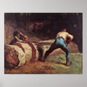 Lumberjacks som sågar trä vid Jean-Francois Mill Poster