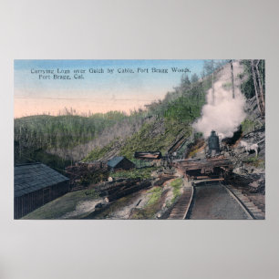 Lumberjacks som transporterar loggar över Gulch me Poster