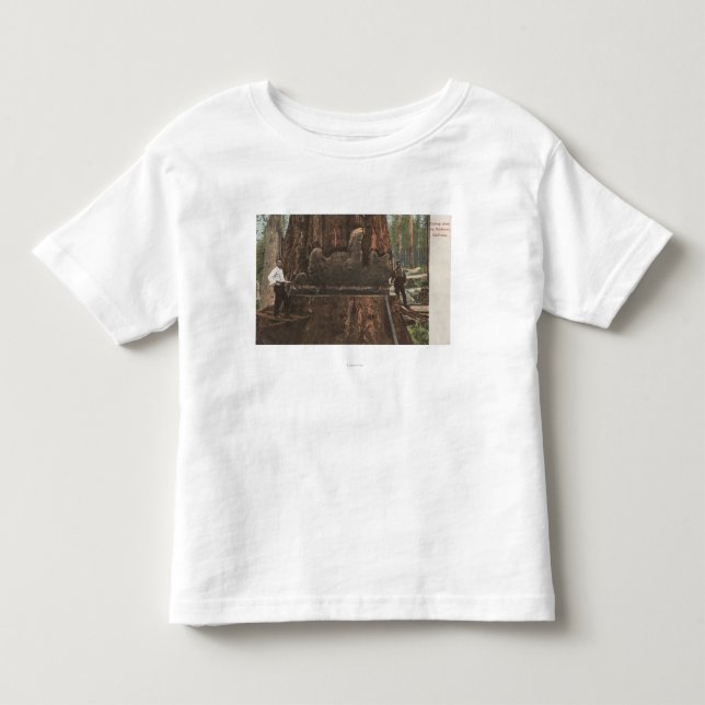 Lumberjacksklipp besegrar ett redwoodträdträd t-shirt (Framsida)