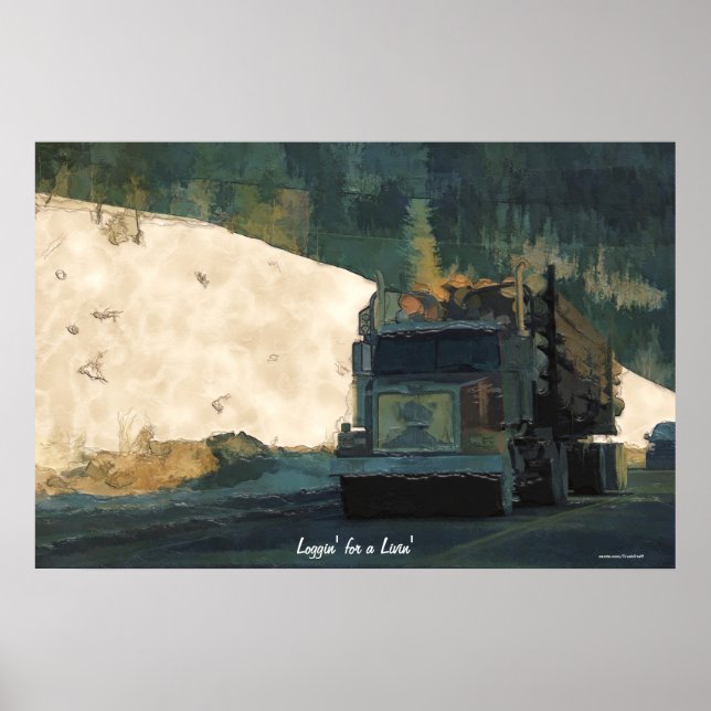 Lumging Logging Lastbil Transport Art Poster (Framsidan)