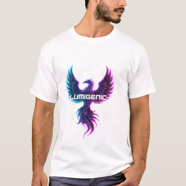 "LUMIGENIC Phoenix Rising Neon T-Shirt Design 1 " (Framsida)