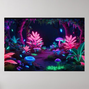 Luminaskogen: Viskningsljus i Neon Poster